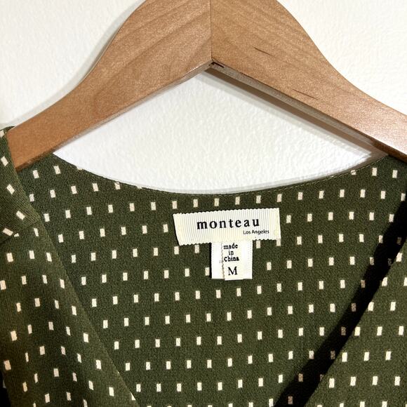 Monteau Green and White Polka Dot Midi Dress - Picture 3 of 5